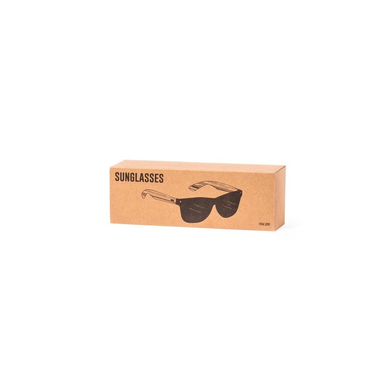 Lunettes de soleil personnalisées UV400 pas cher - Graham Matières : bambou Couleurs : noir marquage laser ultra précis