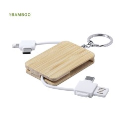 Câble de Charge Pratique Éco-responsable Personnalisé pas cher Rusell Matières : bambou Couleurs : blanc 2