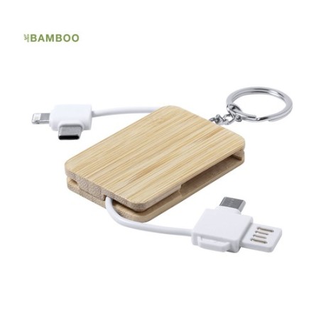 Câble de Charge Pratique Éco-responsable Personnalisé pas cher Rusell Matières : bambou Couleurs : blanc personnalisable avec vo