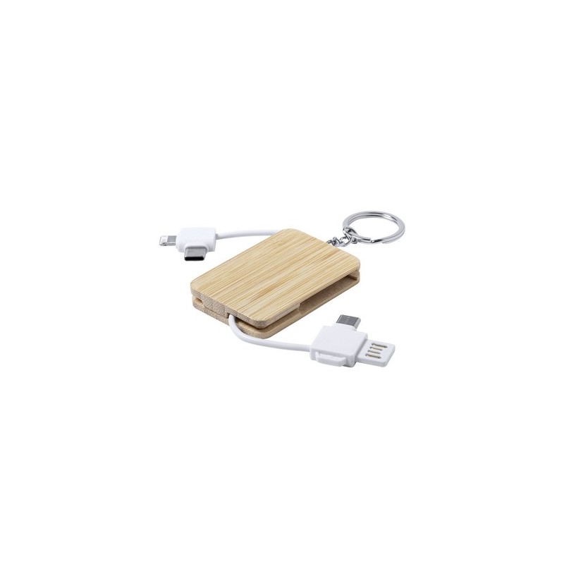 Câble de Charge Pratique Éco-responsable Personnalisé pas cher Rusell Matières : bambou Couleurs : blanc cadeau entreprise pas c