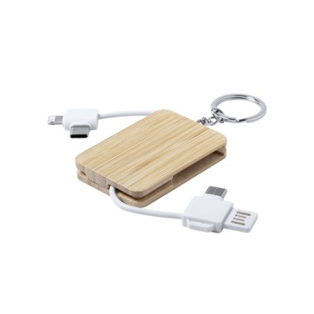 Câble de Charge Pratique Éco-responsable Personnalisé pas cher Rusell Matières : bambou Couleurs : blanc cadeau entreprise pas c