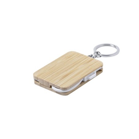 Câble de Charge Pratique Éco-responsable Personnalisé pas cher Rusell Matières : bambou Couleurs : blanc goodies publicitaire év