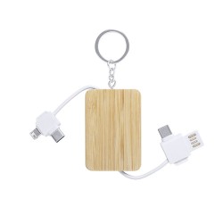 Câble de Charge Pratique Éco-responsable Personnalisé pas cher Rusell Matières : bambou Couleurs : blanc impression haute défini
