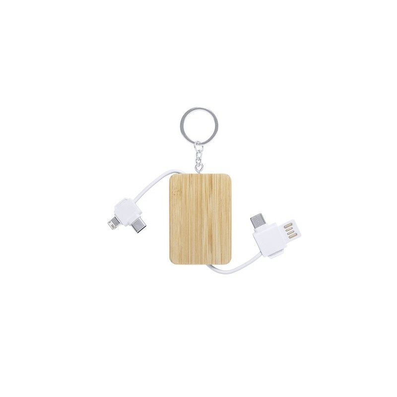 Câble de Charge Pratique Éco-responsable Personnalisé pas cher Rusell Matières : bambou Couleurs : blanc impression haute défini