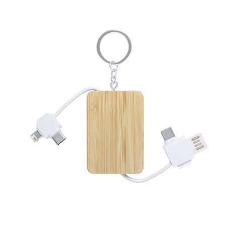 Câble de Charge Pratique Éco-responsable Personnalisé pas cher Rusell Matières : bambou Couleurs : blanc impression haute défini
