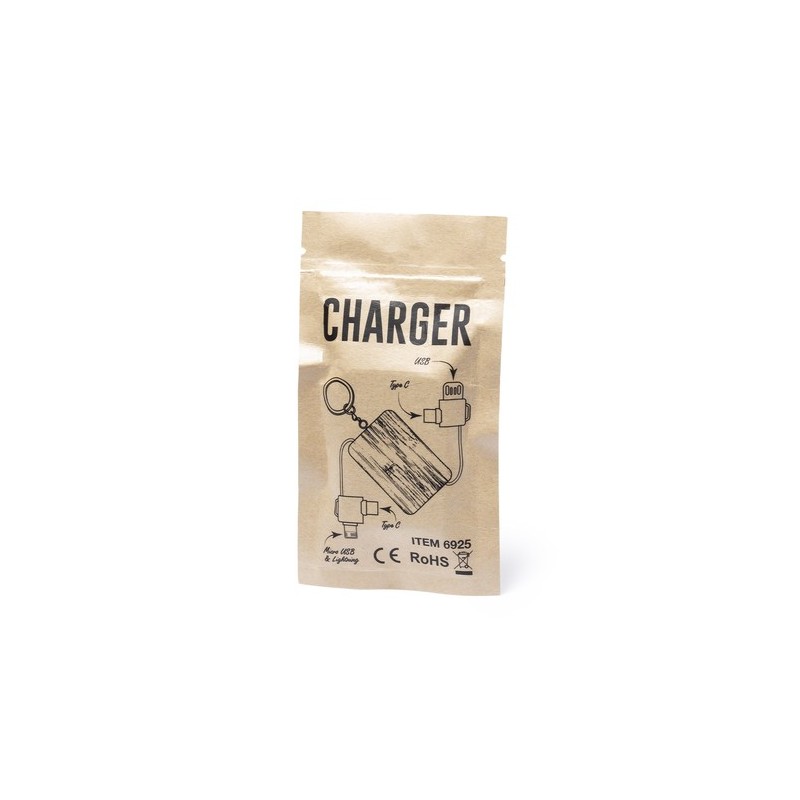 Câble de Charge Pratique Éco-responsable Personnalisé pas cher Rusell Matières : bambou Couleurs : blanc marquage laser ultra pr