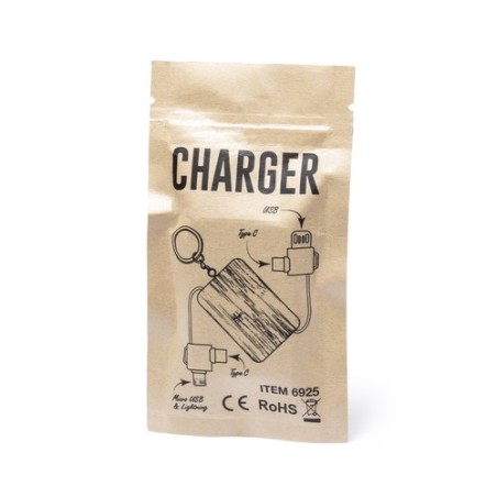 Câble de Charge Pratique Éco-responsable Personnalisé pas cher Rusell Matières : bambou Couleurs : blanc marquage laser ultra pr