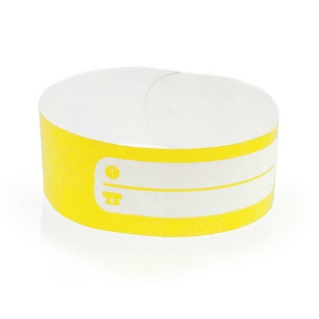 Bracelet Personnalisé Événementiel Éco-responsable Enfant Mawi Matières : tyvek Couleurs : jaune personnalisable avec votre logo