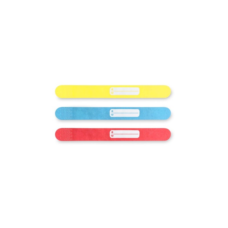 Bracelet Personnalisé Événementiel Éco-responsable Enfant Mawi Matières : tyvek Couleurs : jaune accessoire événementiel unique