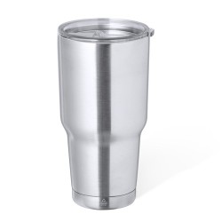 Mug Isotherme Éco-responsable Personnalisé Thermique Atinger pas cher Couleurs : argenté Matières : acier inoxydable recyclé