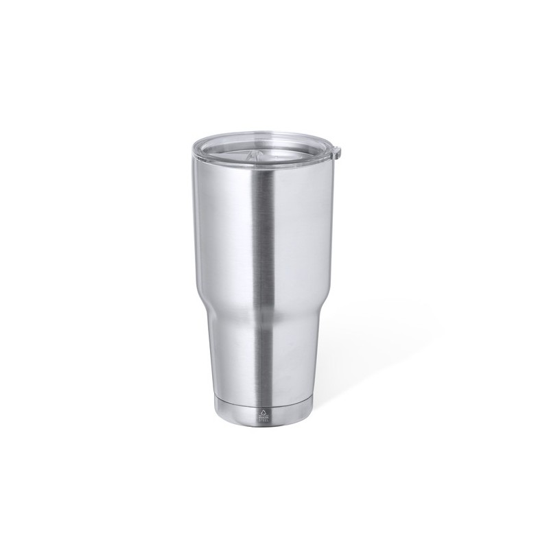Mug Isotherme Éco-responsable Personnalisé Thermique Atinger pas cher Couleurs : argenté Matières : acier inoxydable recyclé