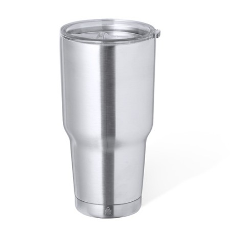 Mug Isotherme Éco-responsable Personnalisé Thermique Atinger pas cher Couleurs : argenté Matières : acier inoxydable recyclé