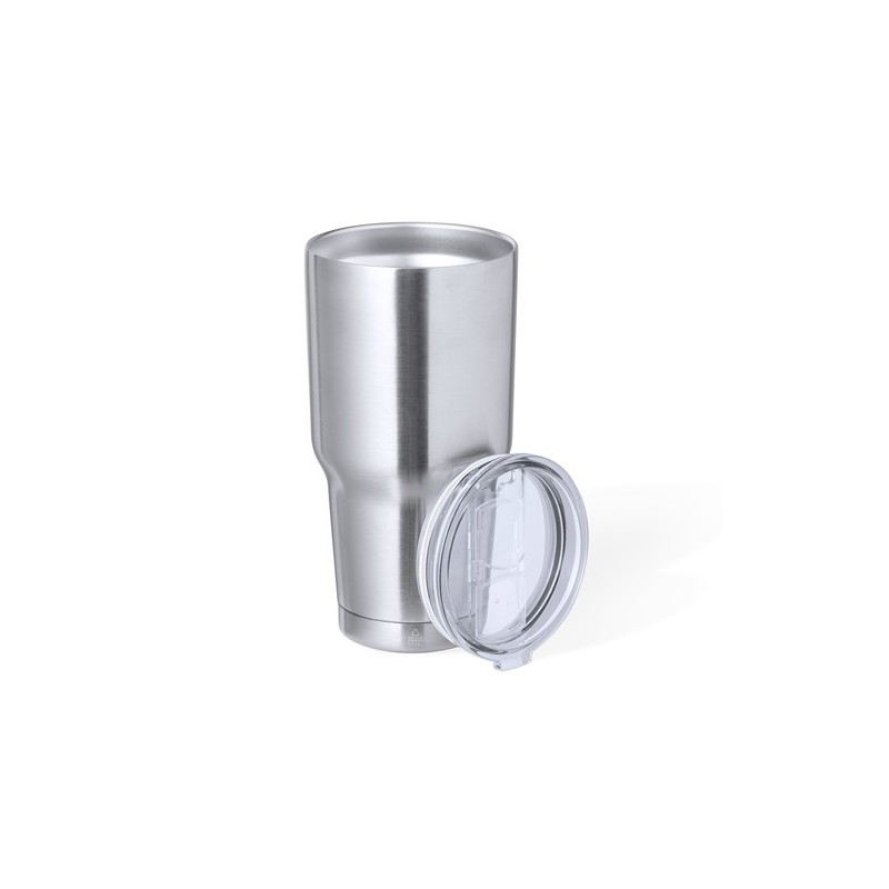 Mug Isotherme Éco-responsable Personnalisé Thermique Atinger pas cher Couleurs : argenté Matières : acier inoxydable recyclé cad
