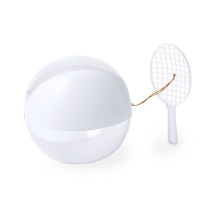 Set Personnalisé de Raquette et Ballon - Skippy Couleurs : blanc cadeau entreprise pas cher