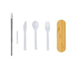 Set de Couverts Éco-responsables Personnalisés Milner Matières : bambou Couleurs : blanc