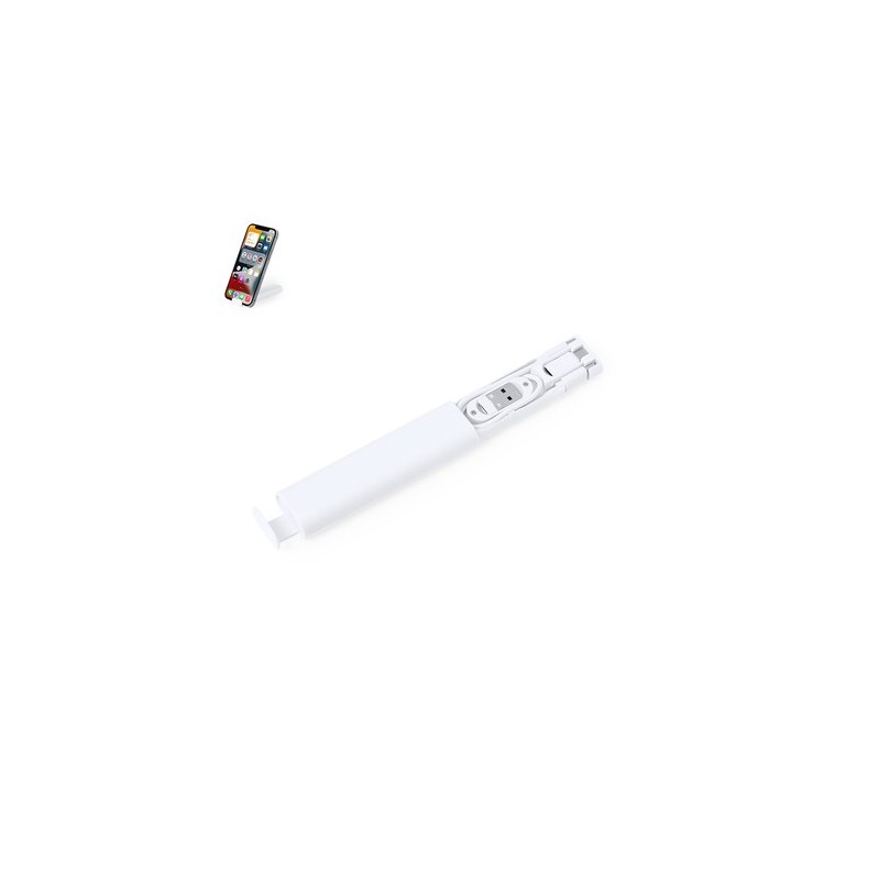 Set de Câbles Adaptateurs Personnalisés Économiques Tich Couleurs : blanc personnalisable avec votre logo