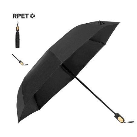 Parapluie Éco-responsable et Pratique Personnalisé - Barbra Matières : PET recyclé Couleurs : noir personnalisable avec votre lo