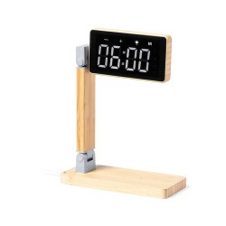 Horloge Multifonction Personnalisée Éco-responsable avec Chargeur et Lampe - Edres Matières : bambou 2