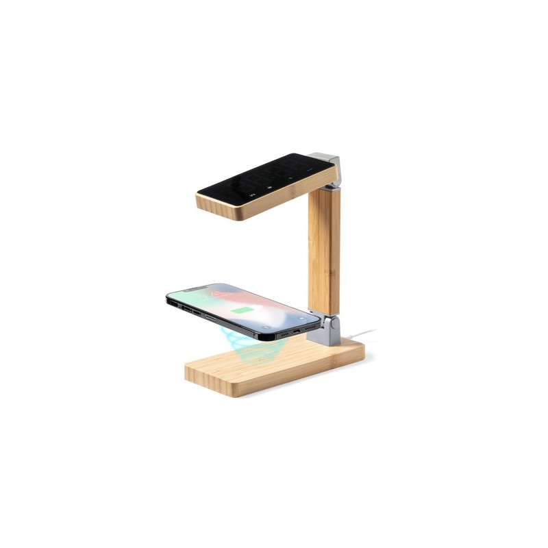 Horloge Multifonction Personnalisée Éco-responsable avec Chargeur et Lampe - Edres Matières : bambou marquage laser ultra précis