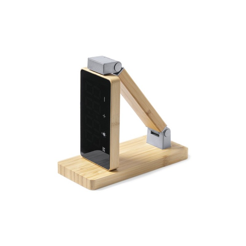 Horloge Multifonction Personnalisée Éco-responsable avec Chargeur et Lampe - Edres Matières : bambou cadeau collaborateur premiu