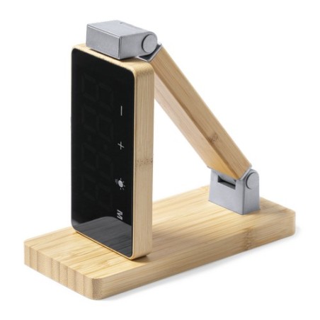 Horloge Multifonction Personnalisée Éco-responsable avec Chargeur et Lampe - Edres Matières : bambou cadeau collaborateur premiu