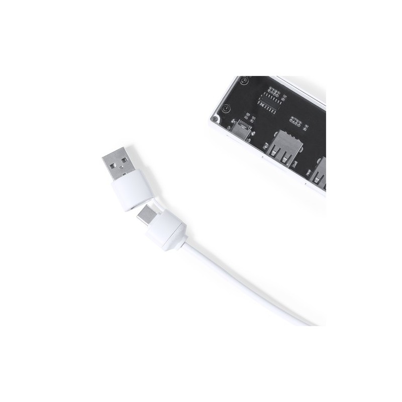 Hub USB Personnalisé High Tech - Hevan Couleurs : blanc cadeau entreprise pas cher