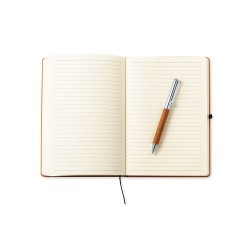 Set Éco-responsable Personnalisé de Cahier et Stylo Nauthax Matières : cuir recyclé Couleurs : marron cadeau entreprise pas cher