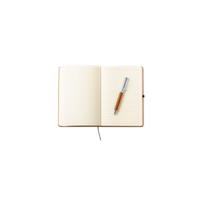 Set Éco-responsable Personnalisé de Cahier et Stylo Nauthax Matières : cuir recyclé Couleurs : marron cadeau entreprise pas cher