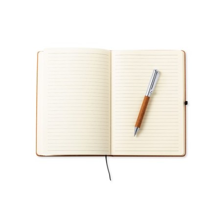 Set Éco-responsable Personnalisé de Cahier et Stylo Nauthax Matières : cuir recyclé Couleurs : marron cadeau entreprise pas cher
