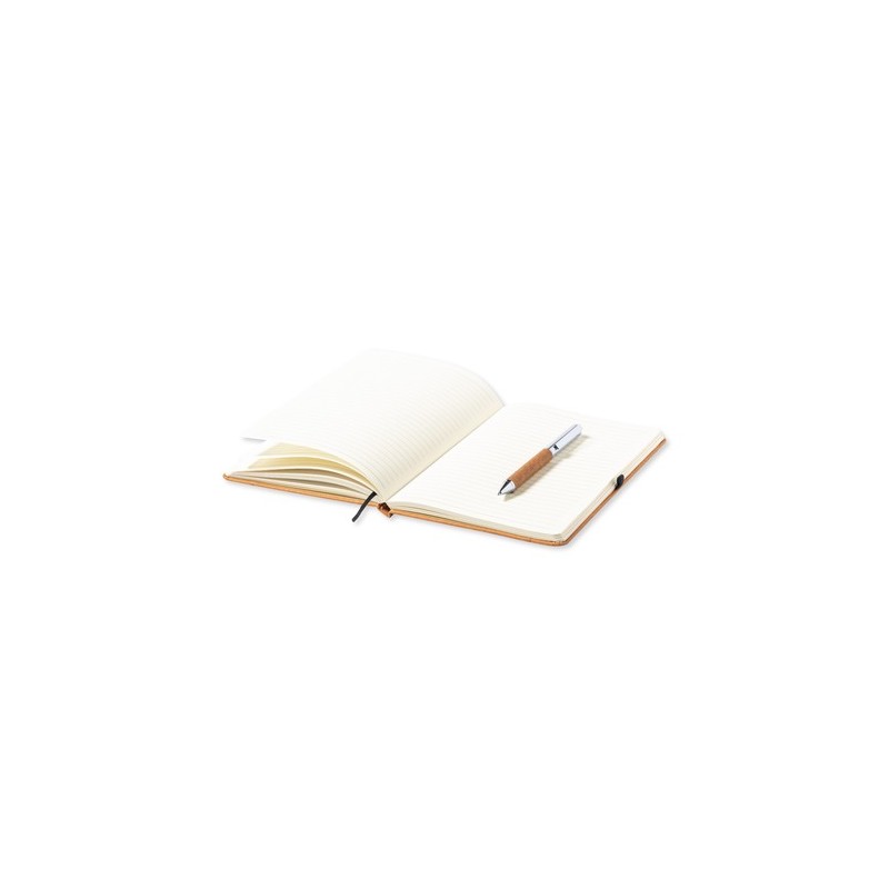 Set Éco-responsable Personnalisé de Cahier et Stylo Nauthax Matières : cuir recyclé Couleurs : marron goodies publicitaire événe