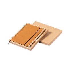 Set Éco-responsable Personnalisé de Cahier et Stylo Nauthax Matières : cuir recyclé Couleurs : marron impression haute définitio