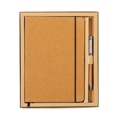 Set Éco-responsable Personnalisé de Cahier et Stylo Nauthax Matières : cuir recyclé Couleurs : marron marquage laser ultra préci