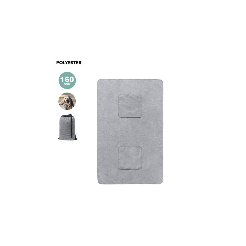Serviette Personnalisée Éco-responsable pour Animaux de Compagnie Yelyn Matières : polyester Couleurs : gris personnalisable ave
