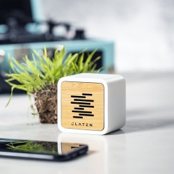 Enceinte Bluetooth Éco-responsable Haut-Parleur Pixie Matières : bambou Couleurs : blanc impression haute définition