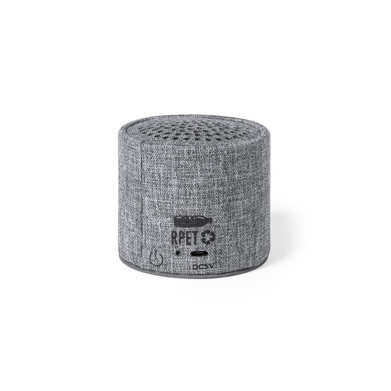 Haut-Parleur Éco-responsable et Connecté Personnalisé Donny pas cher Couleurs : gris Matières : polyester recyclé cadeau entrepr