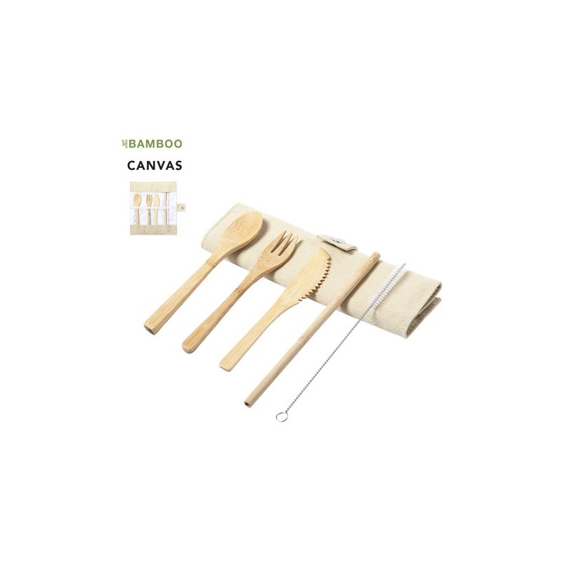 Set Éco-responsable de Couverts en Bambou Personnalisé - Corpax Matières : bambou