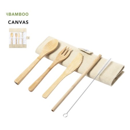 Set Éco-responsable de Couverts en Bambou Personnalisé - Corpax Matières : bambou