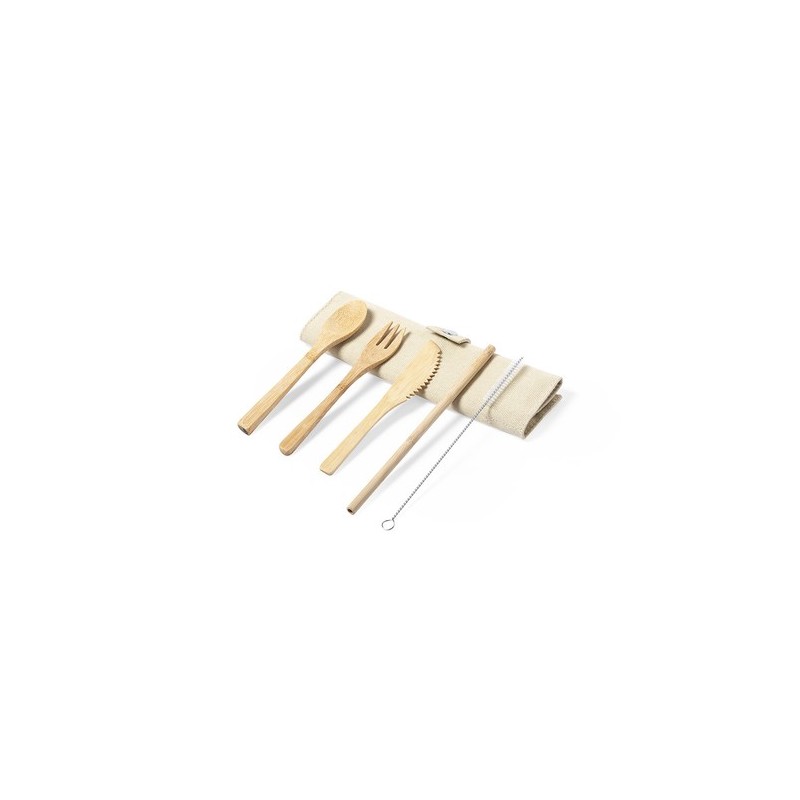 Set Éco-responsable de Couverts en Bambou Personnalisé - Corpax Matières : bambou cadeau entreprise pas cher