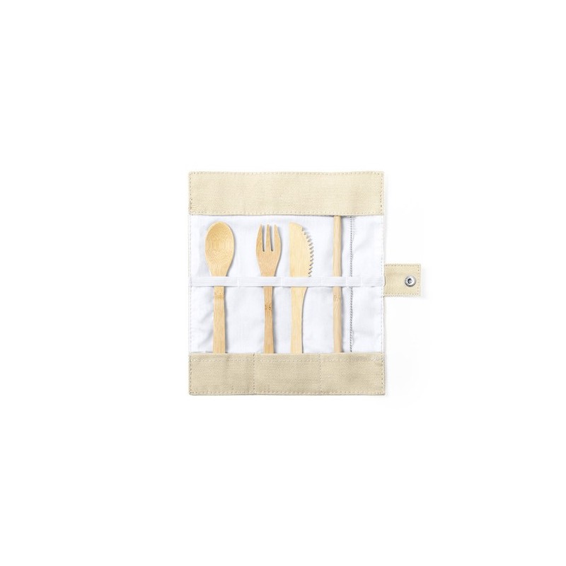 Set Éco-responsable de Couverts en Bambou Personnalisé - Corpax Matières : bambou goodies publicitaire événementiel