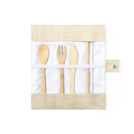 Set Éco-responsable de Couverts en Bambou Personnalisé - Corpax Matières : bambou goodies publicitaire événementiel
