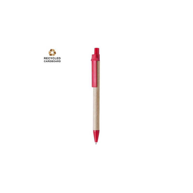 Stylo bille  personnalisé Compo Matières : carton recyclé Couleurs : vert marquage couleur éclatante