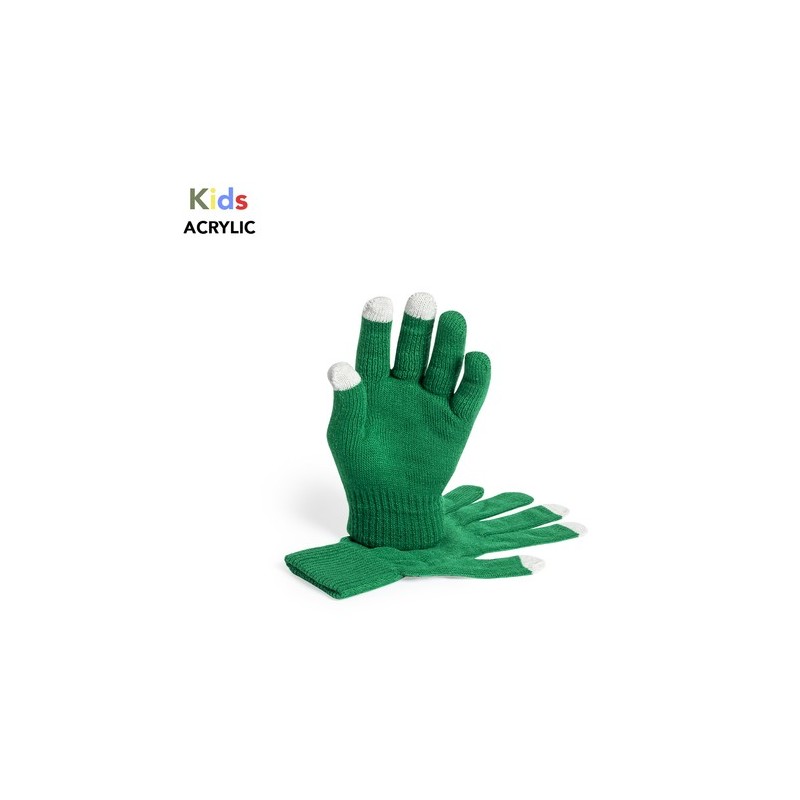 Gants Tactiles Personnalisés Éco-responsables pour Enfants Pigun Matières : acrylique Couleurs : vert objet promotionnel éco-res
