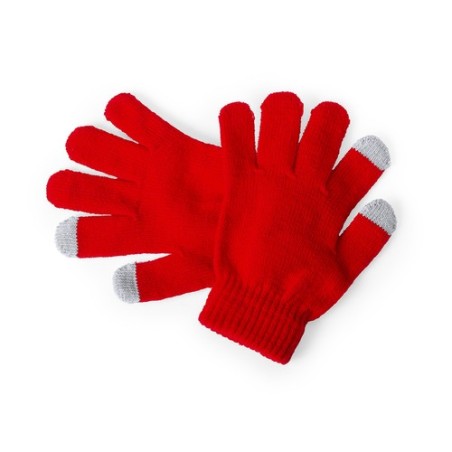 Gants Tactiles Personnalisés Éco-responsables pour Enfants Pigun Matières : acrylique Couleurs : rouge personnalisable avec votr
