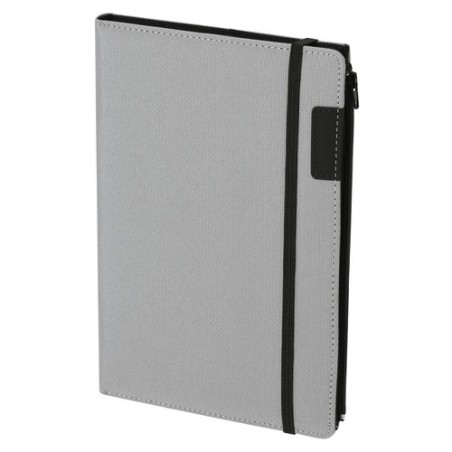 Bloc-notes étui personnalisé pas cher Katz Couleurs : gris Matières : polyester recyclé cadeau entreprise pas cher