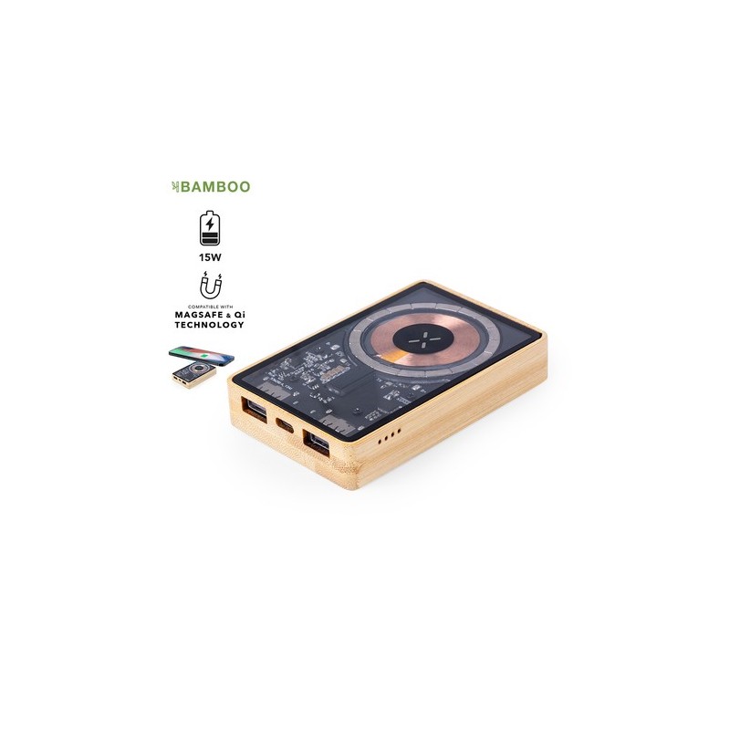 Batterie Éco-responsable Personnalisée 5000 mAh Power Bank Dominik pas cher Matières : bambou