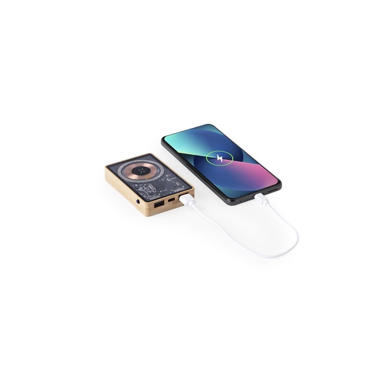 Batterie Éco-responsable Personnalisée 5000 mAh Power Bank Dominik pas cher Matières : bambou goodies publicitaire événementiel
