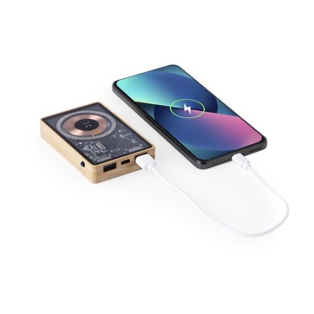 Batterie Éco-responsable Personnalisée 5000 mAh Power Bank Dominik pas cher Matières : bambou goodies publicitaire événementiel