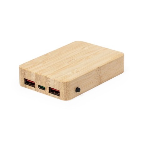 Batterie Éco-responsable Personnalisée 5000 mAh Power Bank Dominik pas cher Matières : bambou objet promotionnel éco-responsable