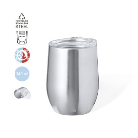 Mug Isotherme Éco-responsable Personnalisé Thermique Yarton Couleurs : argenté Matières : acier inoxydable recyclé personnalisab