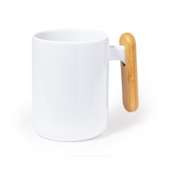 Tasse en Céramique Éco-responsable avec Poignée en Bambou Personnalisée Mystral Matières : bambou Couleurs : blanc